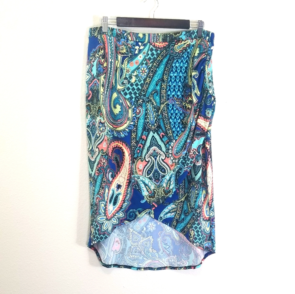 Sunny Leigh paisley print midi skirt sz XL